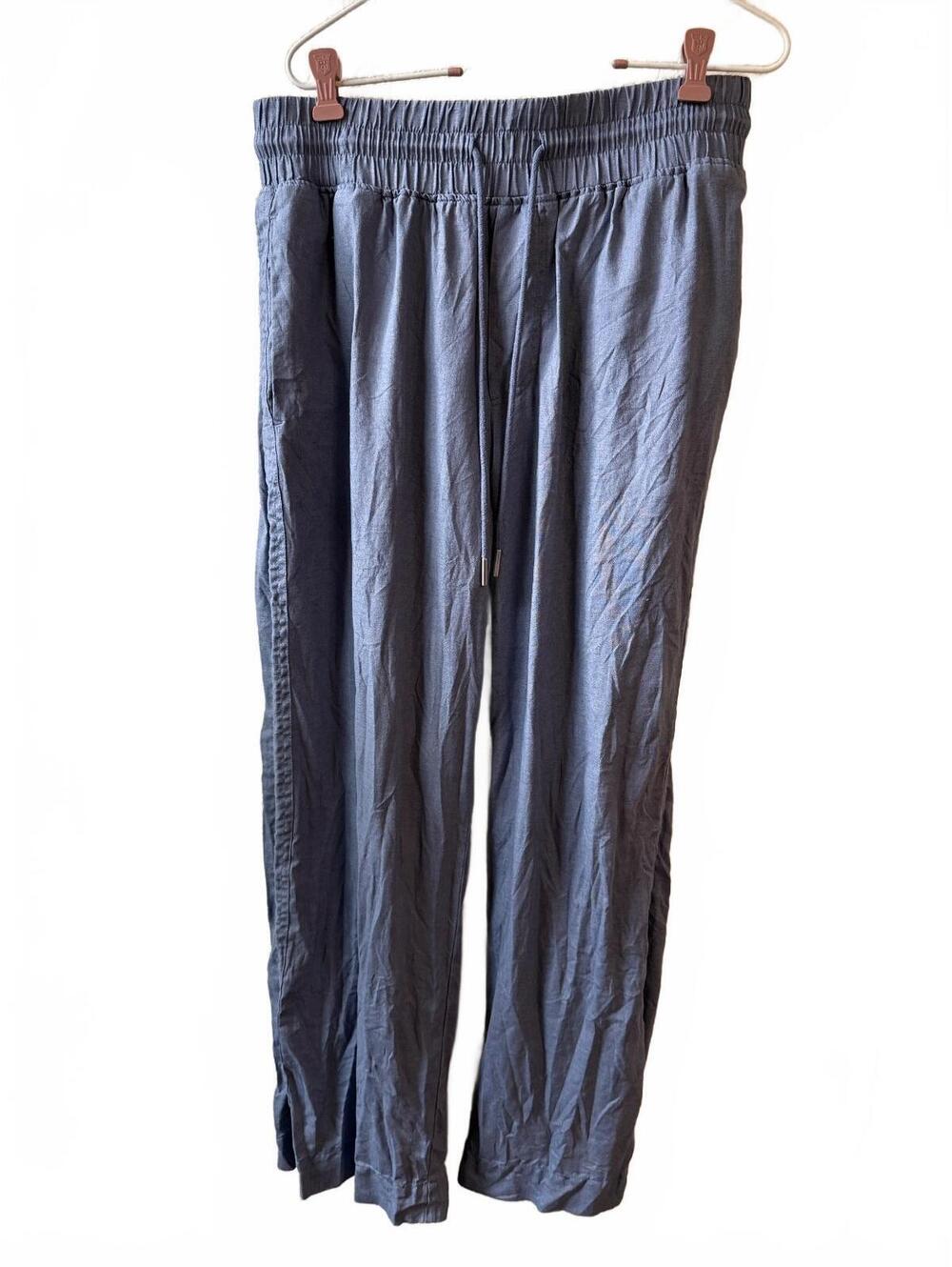 Quince 100% European Linen Wide Leg Pants in Moonstone Blue, Size L